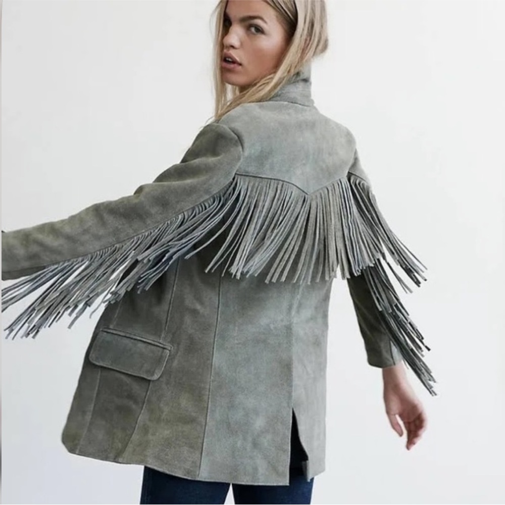 Understated Leather Marlboro Fringe Blazer - Picture 2 of 4